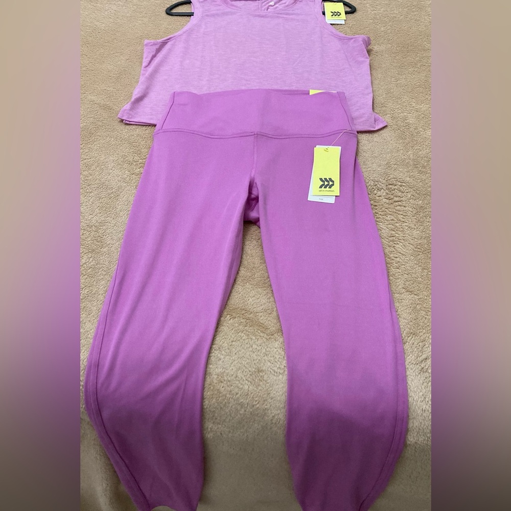 💜BRAND NEW “All in Motion” Beautiful Purple Leggings/Tank Set Size Medium/7/8